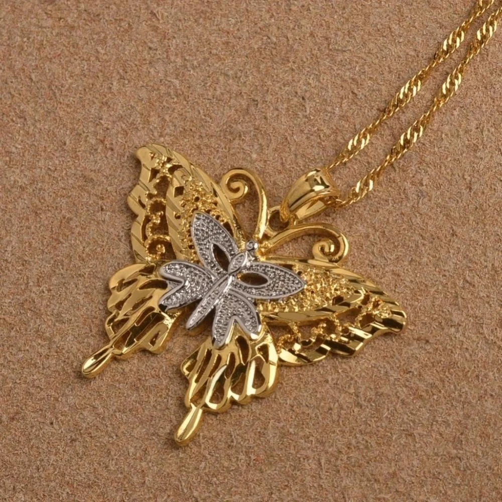 Butterfly necklace,Two Tone Butterfly Necklaces